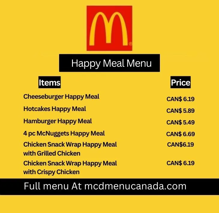 McDonald's Happy Meal Menu